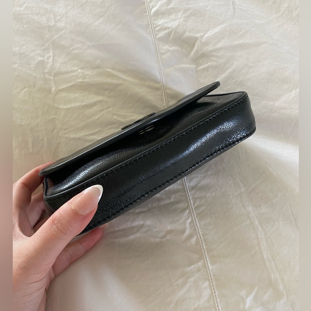 Tory Burch Robinson Black Leather Flap Crossbody Clutch Chain Strap - Excellent - Picture 6 of 13